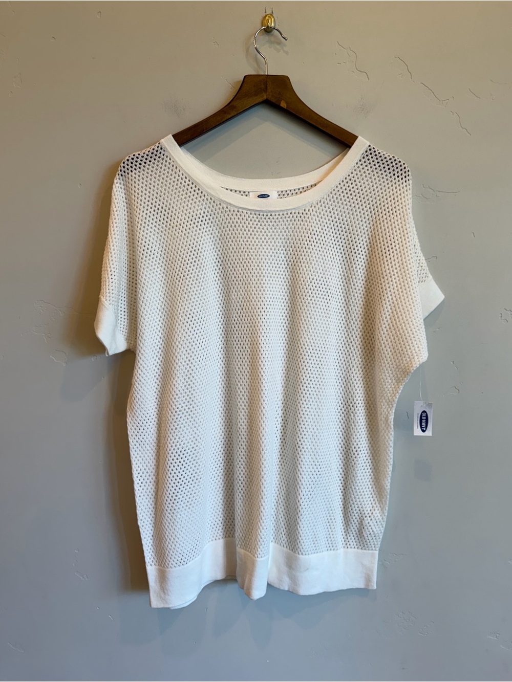OLD NAVY White Knit Mesh Short Sleeve Summer Sweater
